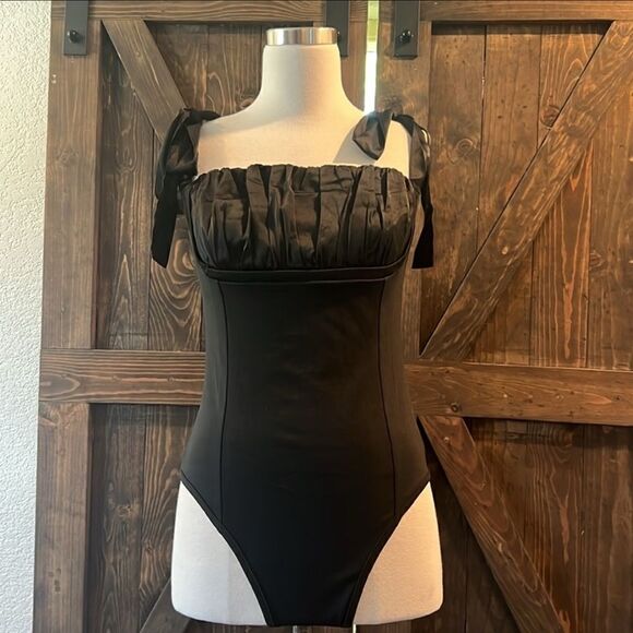 Sexy Satin Sleeveless Backless Tie Shoulder Straps Ruffle Corset Top Bodysuit M - Picture 6 of 11